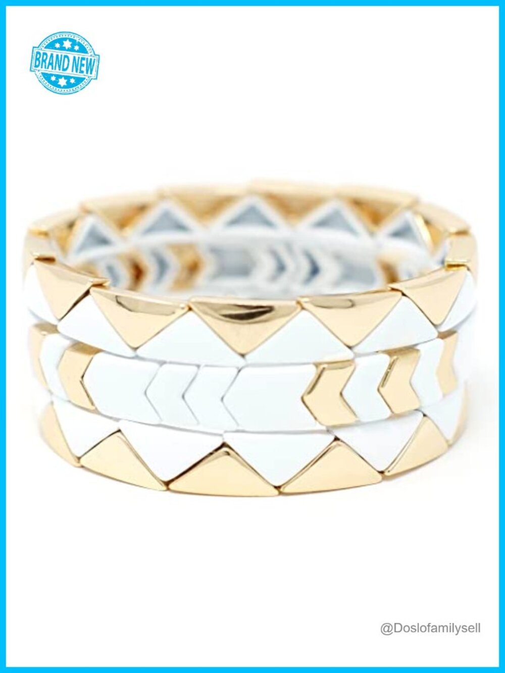 Tile Bead Stackable Bracelet, Enamel Bangle, Gold Bracelet, Women's